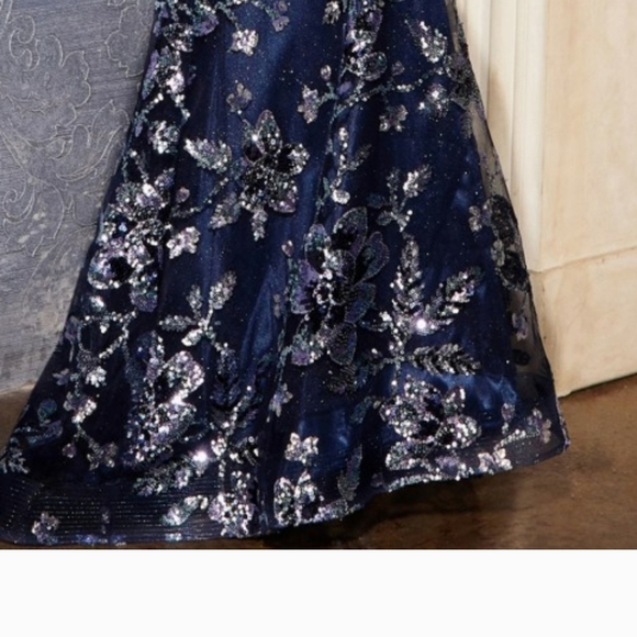 Cinderella Shimmering Blue Silver Evening Dress - Picture 8 of 10